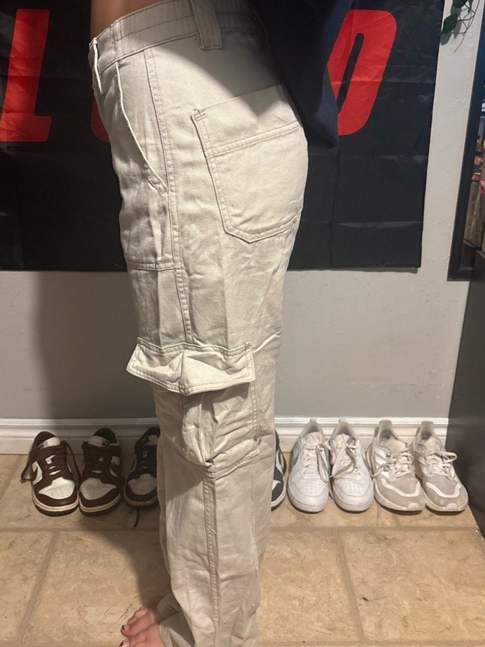 Ardene Cream Cargo Pants with Side Pockets